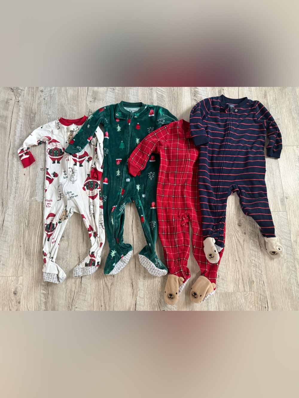 Baby Carter’s Holiday Footed Pajama Bundle - Red, Green, Navy, White